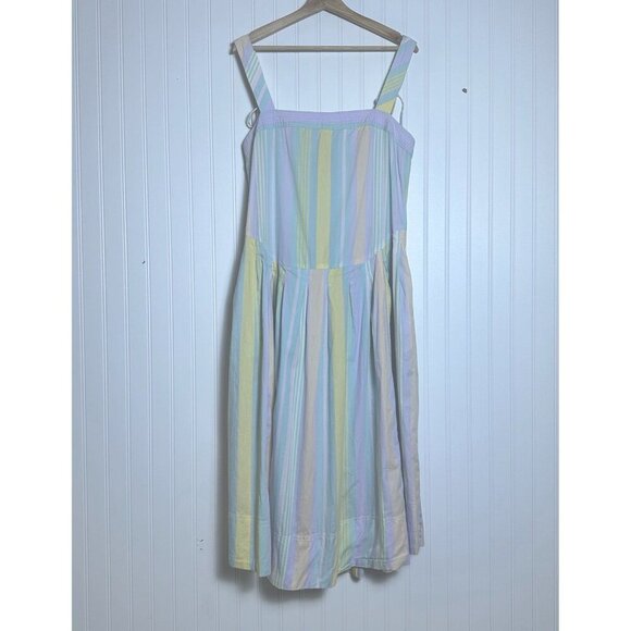 Free People Primavera Stripe Midi Dress Cotton Size L Adjustable Strap Casual - Picture 6 of 7